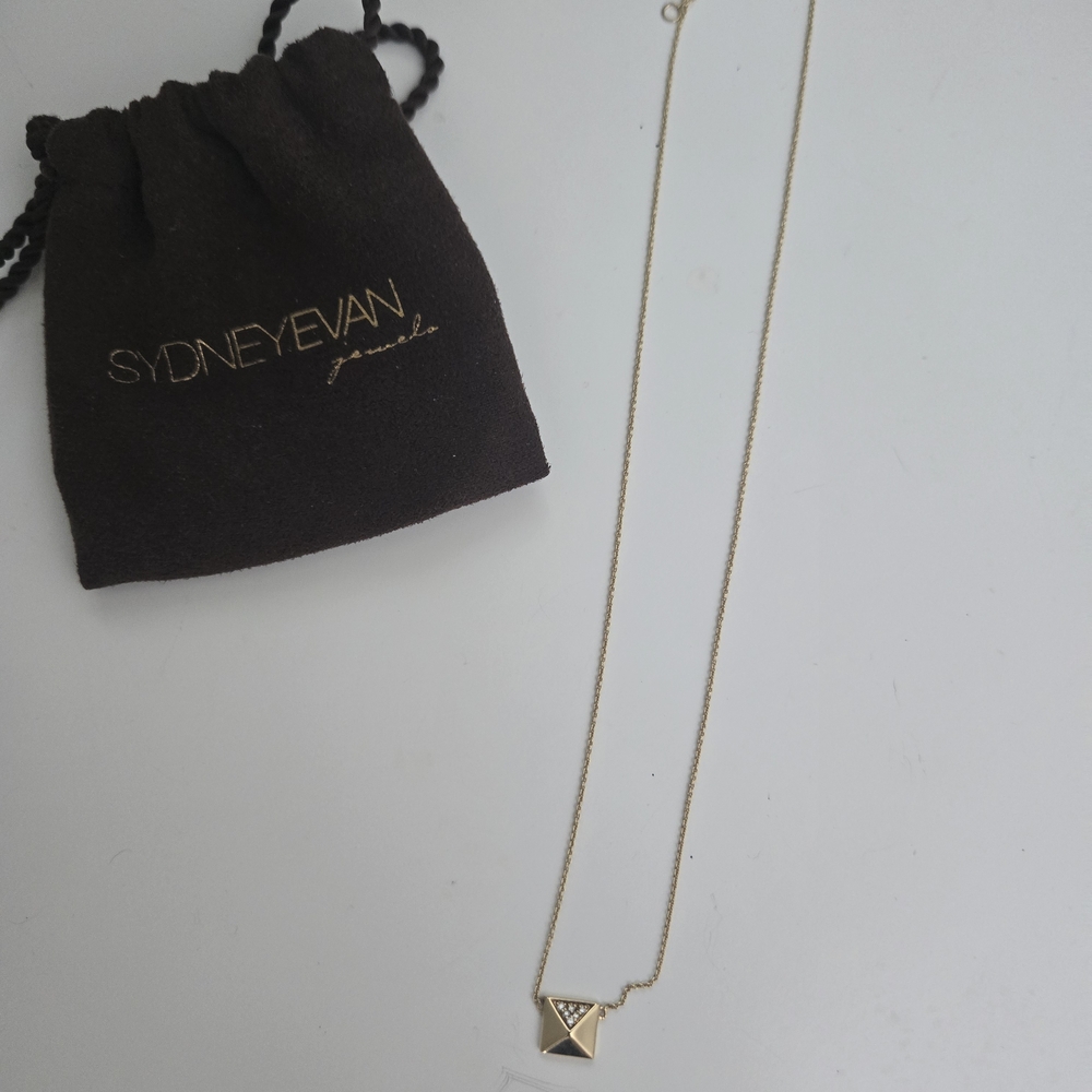 Sydney Evan Gold Pyramid Pendant Necklace With Diamonds